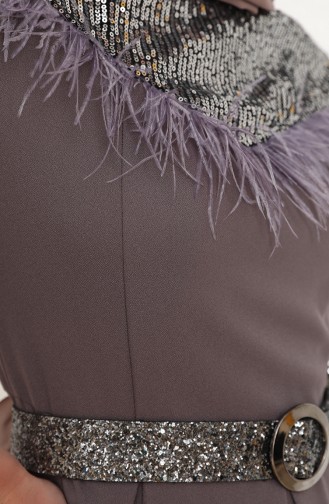 Anthracite Hijab Evening Dress 13429