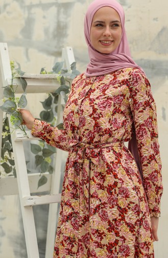 Beige Hijab Kleider 0011-01