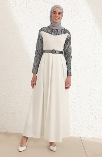 White Hijab Evening Dress 13428