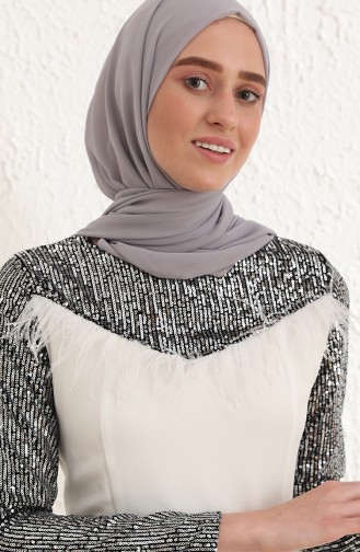 Weiß Hijab-Abendkleider 13428