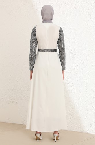 White Hijab Evening Dress 13428