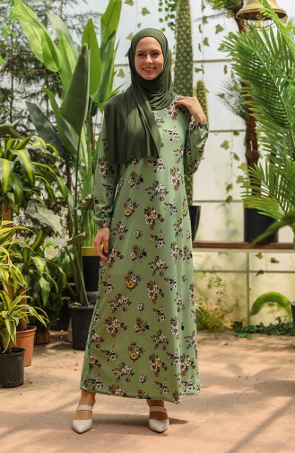 Green Almond Hijab Dress 1775-04