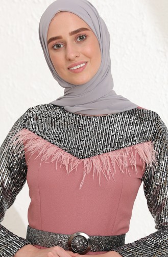 Dusty Rose Hijab Evening Dress 13427