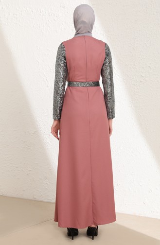 Dusty Rose Hijab Evening Dress 13427