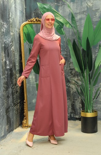 Beige-Rose Hijab Kleider 2033-03