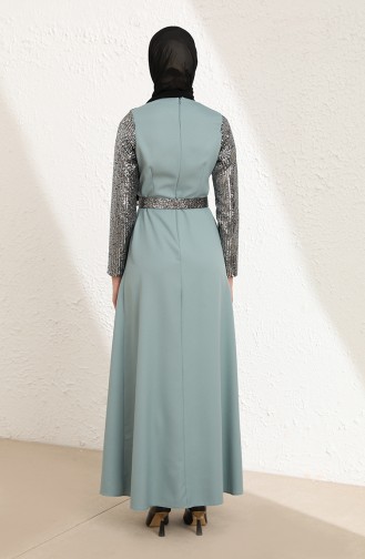 Mint Green Hijab Evening Dress 13426