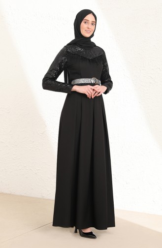Black Hijab Evening Dress 13425