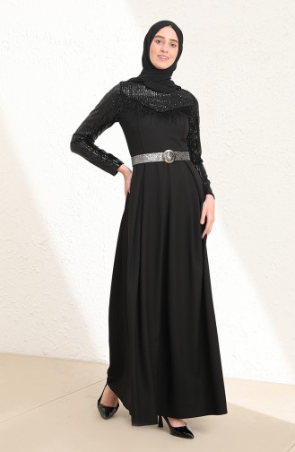 Black Hijab Evening Dress 13425