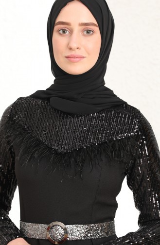 Black Hijab Evening Dress 13425