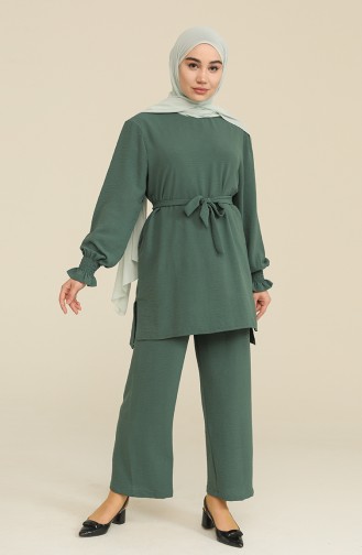 Aerobin Kumaş Tunik Pantolon Takım 3010-03 Su Yeşili