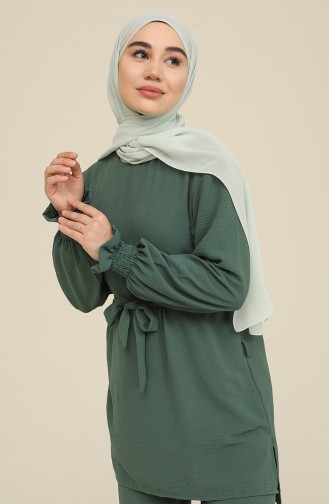 Aerobin Kumaş Tunik Pantolon Takım 3010-03 Su Yeşili