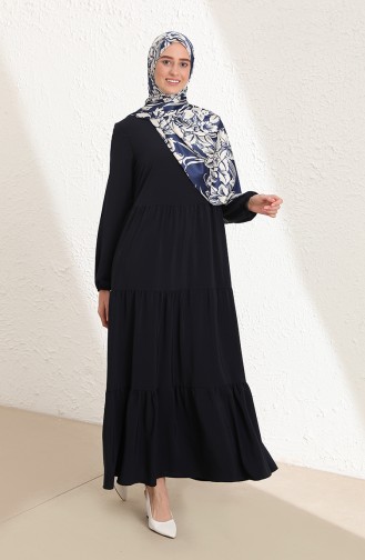 Navy Blue Hijab Dress 15044-04