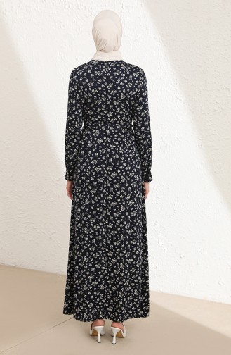 Navy Blue Hijab Dress 60252-01