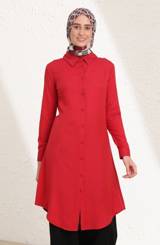 Düğmeli Tunik 4335-05 Bordo