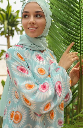 Grün Hijab Kleider 7284-01