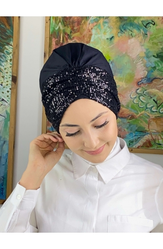 Schwarz Praktischer Turban 5114MAYŞAP51-01