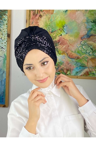 Schwarz Praktischer Turban 5114MAYŞAP51-01