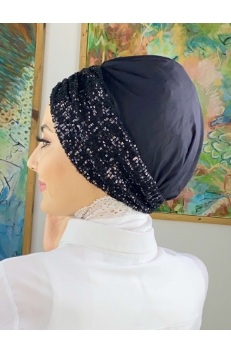 Schwarz Praktischer Turban 5114MAYŞAP51-01