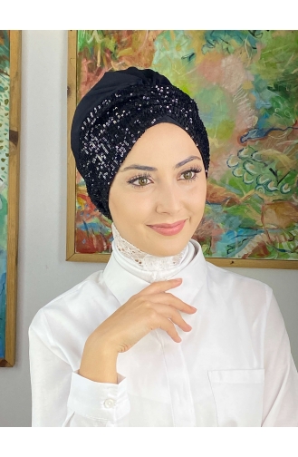 Schwarz Praktischer Turban 5114MAYŞAP51-01