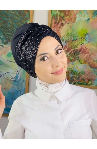 Schwarz Praktischer Turban 5114MAYŞAP51-01