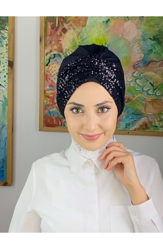 Schwarz Praktischer Turban 5114MAYŞAP51-01