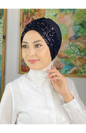 Schwarz Praktischer Turban 5114MAYŞAP51-01