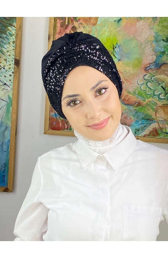 Schwarz Praktischer Turban 5114MAYŞAP51-01