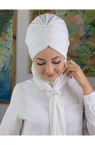 White Ready to Wear Turban 3514MAYŞAP35-02