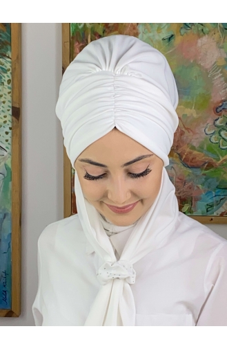 White Ready to Wear Turban 3514MAYŞAP35-02