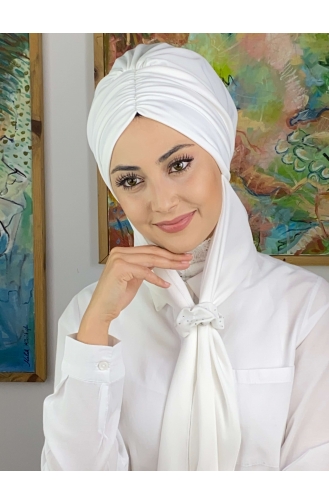 White Ready to Wear Turban 3514MAYŞAP35-02