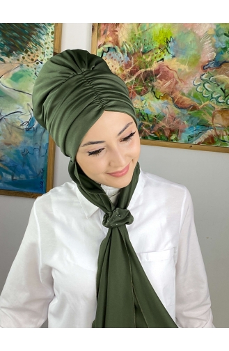 Henna Green Ready to Wear Turban 3514MAYŞAP35-03