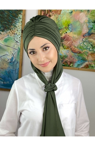 Henna Green Ready to Wear Turban 3514MAYŞAP35-03