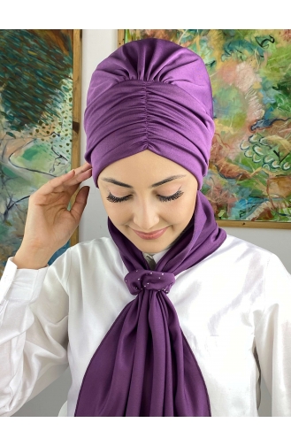 Medium Purple Ready to wear Turban 3514MAYŞAP35-06