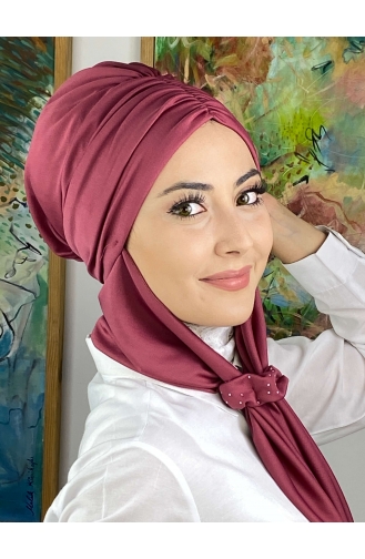 Dark Dusty Rose Ready to Wear Turban 3514MAYŞAP35-07