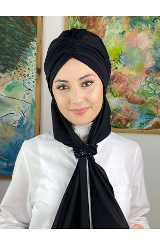 Black Ready to Wear Turban 3514MAYŞAP35-09