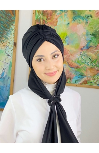 Black Ready to wear Turban 3514MAYŞAP35-09