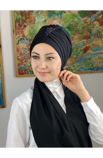 Hürrem Taşlı Tek Biritli Atkılı Bone 76NZL7052276-01 Siyah