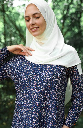 Dunkelblau Hijab Kleider 1774-04