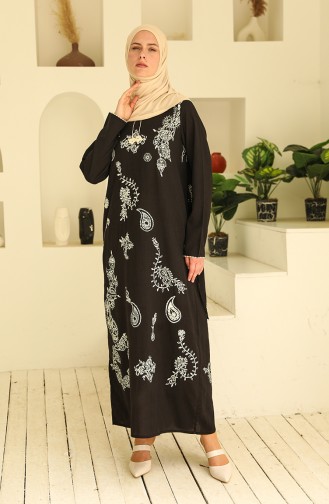 Schwarz Hijab Kleider 5004-01