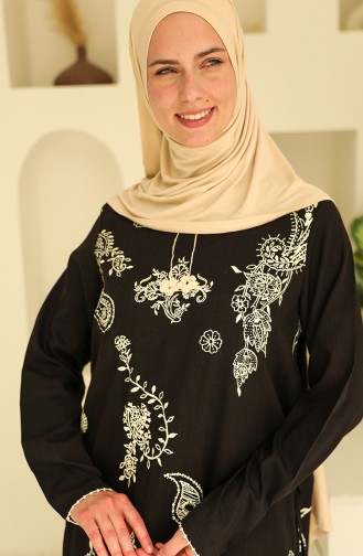 Schwarz Hijab Kleider 5004-01