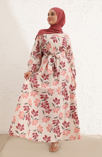 Beige-Rose Hijab Kleider 5707-04