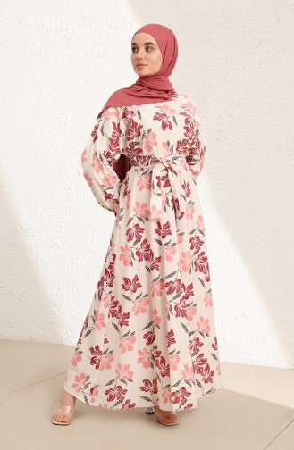 Beige-Rose Hijab Kleider 5707-04