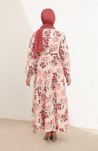 Beige-Rose Hijab Kleider 5707-04