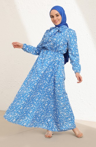 Blau Hijab Kleider 7711-03
