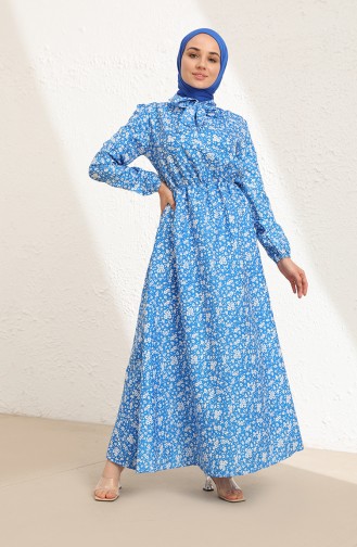 Blau Hijab Kleider 7711-03