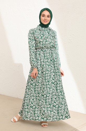 Robe Hijab Vert emeraude 7711-04