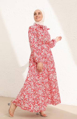 Red Hijab Dress 7711-07