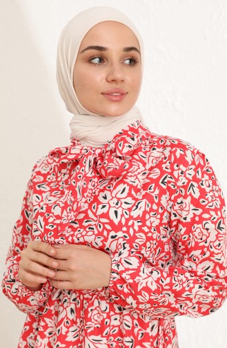 Red Hijab Dress 7711-07