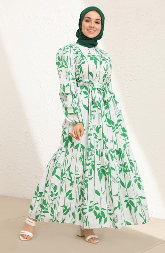 Grün Hijab Kleider 6001-02