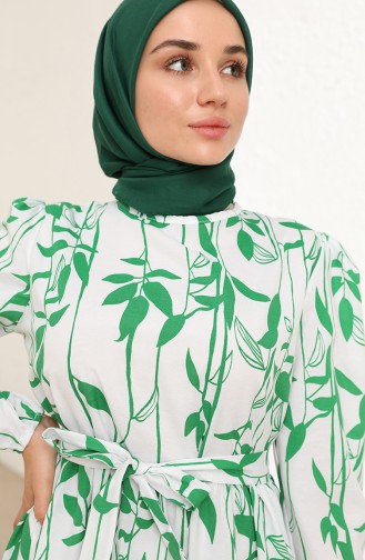 Grün Hijab Kleider 6001-02